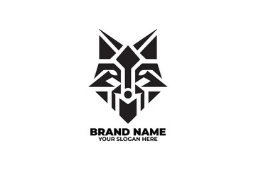 Monochrome logo of Abstract Geometric Fox Face