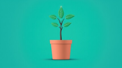 Obraz premium Light Bulb Symbolizing ideas concept. Modern Flat Design of a Tree Growing from a Potted Plant