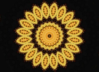 Abstract ornamental flower on black background