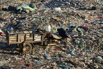 Garbage dump with plastic garbage, Choeung Ek, Phnom Penh, Cambodia, Asia