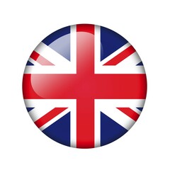 The British flag. Round glossy icon. Isolated on white background