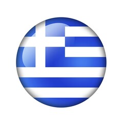 The Greek flag. Round glossy icon. Isolated on white background