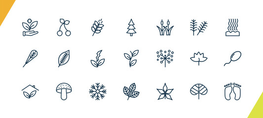 outline nature icons set. editable linear cherry leaf, grains, spruce, and other 18 icons in this category isolated on transparent background.