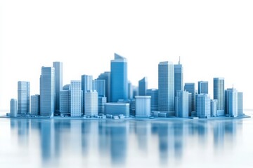 Fototapeta premium Modern Urban Cityscape in Blue Tone with Architectural Diversity, Reflective Surfaces, and Minimalist Design for Contemporary Background and Visual Projects
