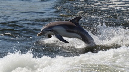 Obraz premium a playful dolphin leaping out of the ocean