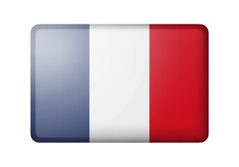 The French flag. Rectangular matte icon. Isolated on white background