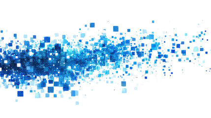 Blue squares floating on transparent background creating abstract design. Transparent background