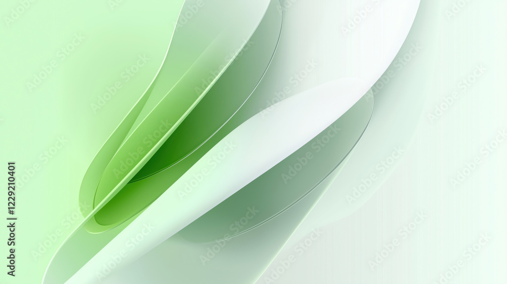 Poster abstract green and white layers creating dynamic flowing shapes