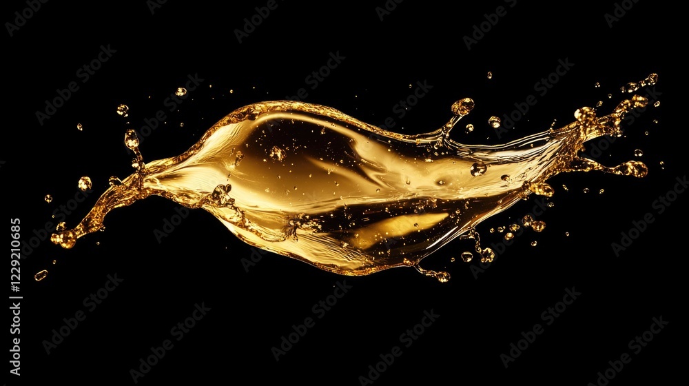 Poster a close-up shot of a splash of liquid on a black surface, ideal for use in science or technology-rel