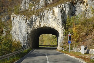 Obraz premium Tunnel trough a rock in the danube valleyBaden-Wuerttemberg, Germany, Europe., Europe