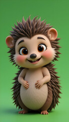 Obraz premium Adorable 3D Render of a Happy Hedgehog