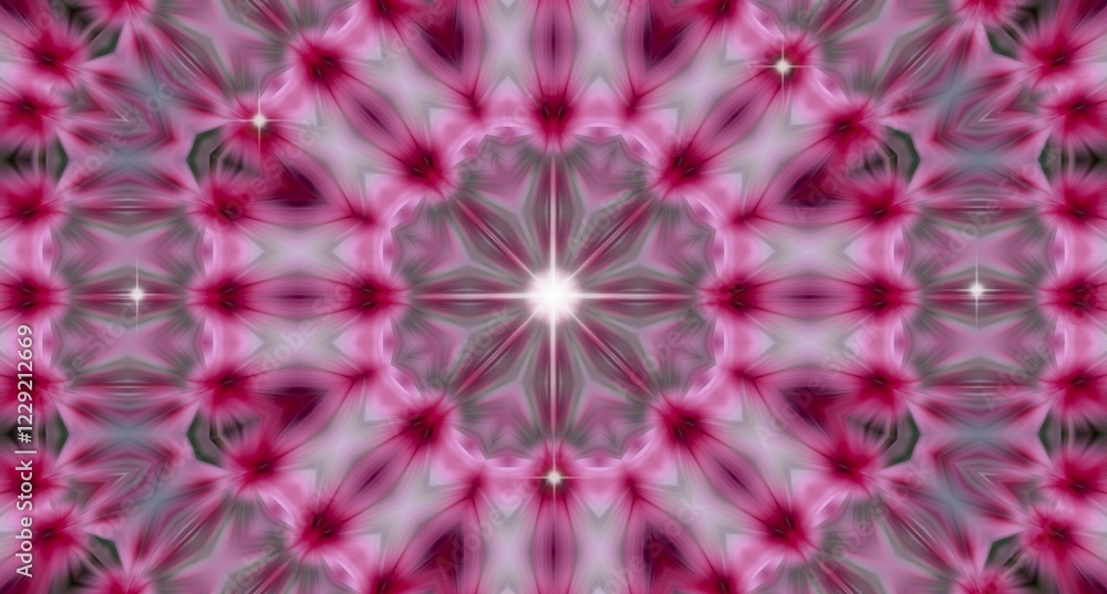 Poster beautiful pink kaleidoscope, fractal 3d rendering backdrop, computer generating background