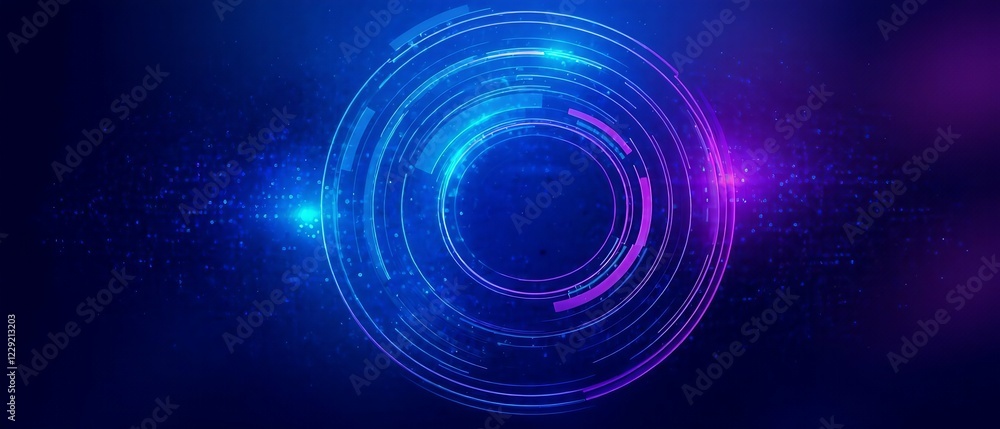 Aufkleber abstract blue background with glowing circles and swirling motion, creating a vortex of energy and l