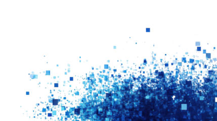 Dynamic blue pixels on transparent background. Transparent background
