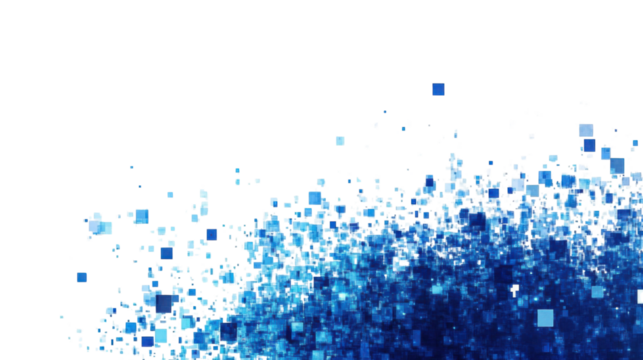 Dynamic blue pixels on transparent background. Transparent background
