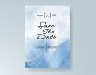 Wedding card invitation template with hand painted watercolor splash