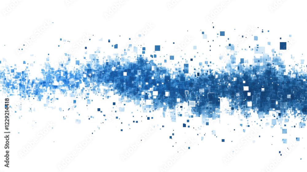 Poster blue particles flowing on transparent background with copy space. transparent background