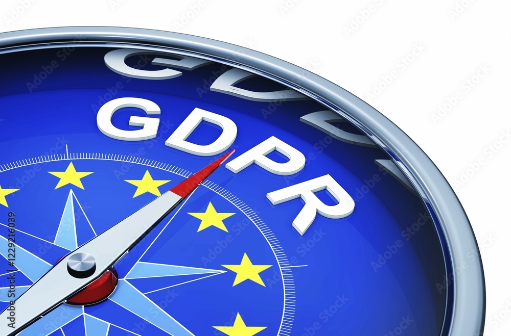 Poster 3d rendering of an general dat protection regulation compass