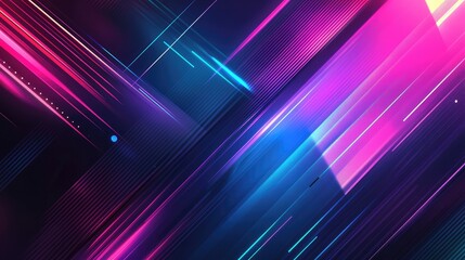 Abstract futuristic design with glowing neon geometric patterns, creating a bold and immersive visual effect