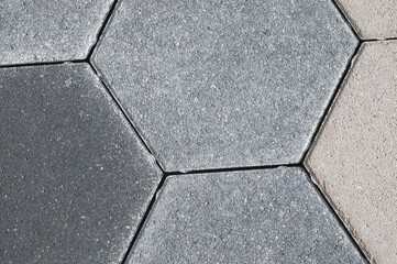paving stone gray color hexagonal shape close-up top view