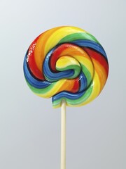 Colorful appetizing lollipop isolated on light gray background