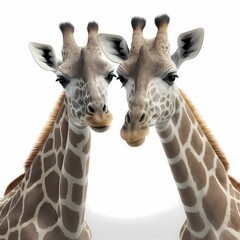 Giraffe (Giraffa), genus of mammals, order Even-toed ungulates, white background, AI generated