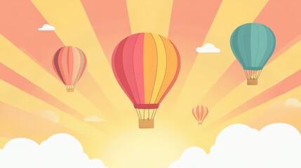 Fototapeta premium A colorful hot air balloon festival against a clear morning sky, radiating joy and celebration.