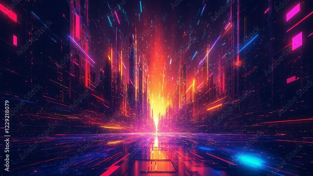 Poster glowing abstract background with sparks and colorful lights