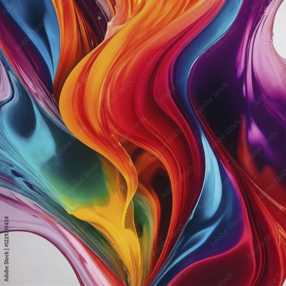 Poster swirling patterns of vibrant colors in fluid motion, creating a dynamic and smooth abstract art, ai 