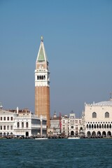 Fototapeta premium View to St. Mark's Square, Piazza San Marco, with Doge's Palace, Palazzo Ducale and Campanile, Venice, Veneto, Italy, Europe
