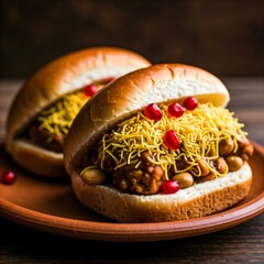 Dabeli Sandwiches with Sev, Peanuts, and Pomegranate