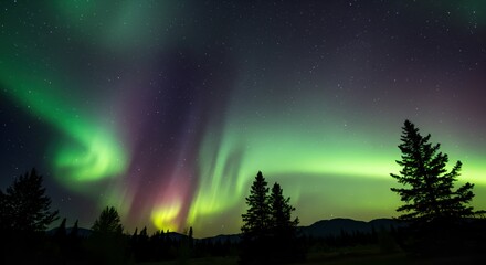 "Northern Lights: A Magical Winter Landscape under the Aurora Borealis"