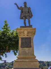 Obraz premium Monument of Barona Marco Trigona in Piazza Duomo, Piazza Armerina, Province of Enna, Sicily, Italy, Europe
