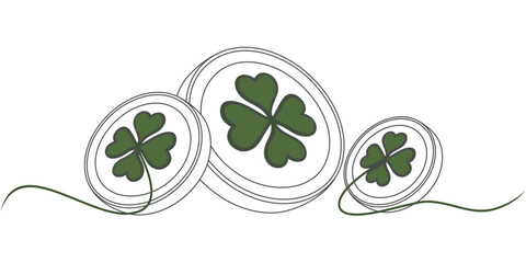 Set of Clover Coins Symbolizing Luck and Fortune eps 1