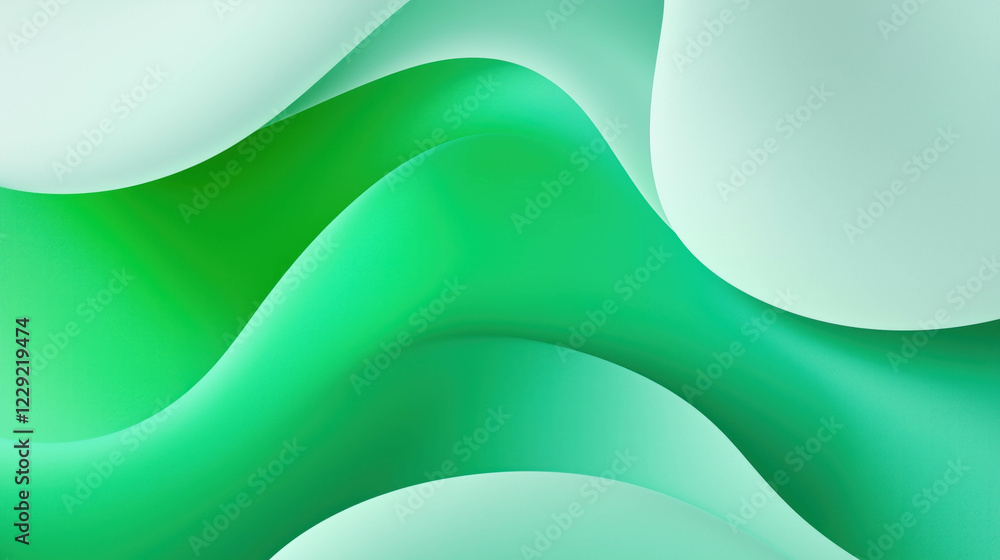 Poster abstract green and turquoise wavy background creating dynamic movement