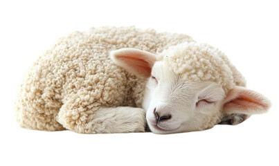 Adorable Fluffy Lamb Sleeping Peacefully on Black Background