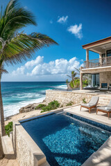 Beachfront villa with an infinity pool and modern, open layout