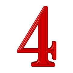 Red digit four against white background