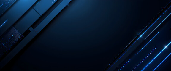 Obraz premium Black blue abstract modern background for design. Dark. Geometric shape. 3d effect. Diagonal lines, stripes. Triangles. Gradient. Light, glow. Metallic sheen. Minimal. Web banner