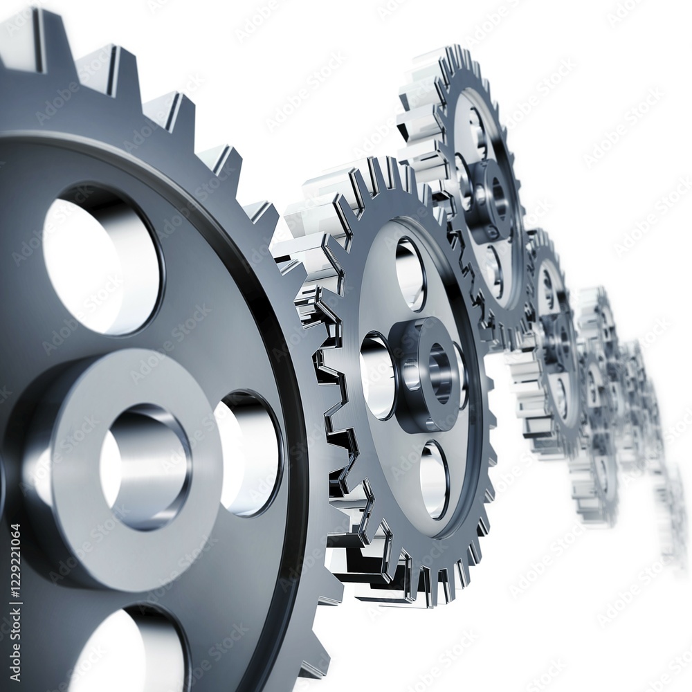 Poster high resolution 3d rendering of gears