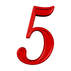 Red digit five against white background