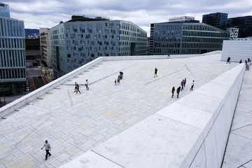 View from the roof of the Oslo Opera House, Operahuset Oslo, Oslo, Norway, Europe