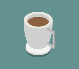 Isometric coffee icon illustrated in vector on white background