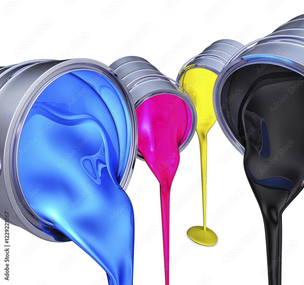 Poster 3d rendering of a cmyk color concept