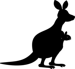 Mother Kangaroo And Baby Silhouette