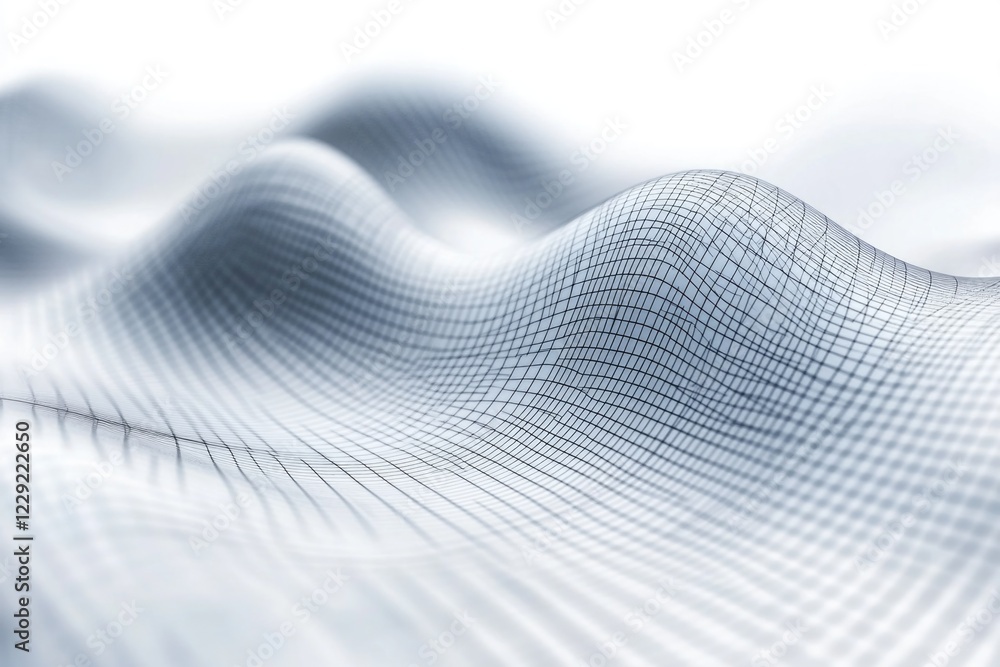 Poster computer-generated image of a wavy surface with abstract patterns