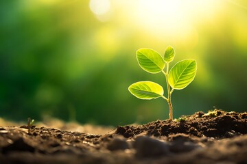 Green seedling illustrating concept of new life and green investment opportunities.