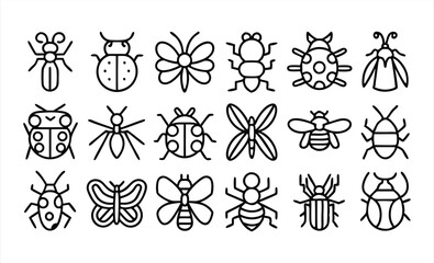 Fototapeta premium set of outline icons related to insects linear 