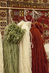 Wool in a carpet factory, Turkey, Asia