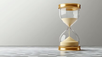 Elegant Gold Hourglass on Modern Surface Time Concept